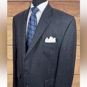 SUPERB LAUREN RALPH LAUREN CHECK LAMBS WOOL FLANNEL SPORT COAT SZ 48L